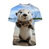 Personality Sea Animal Otter 3D Printed T-shirt Summer Fashion T Shirt Men Casual Round Neck Short-sleeved Tops Tees Clothing