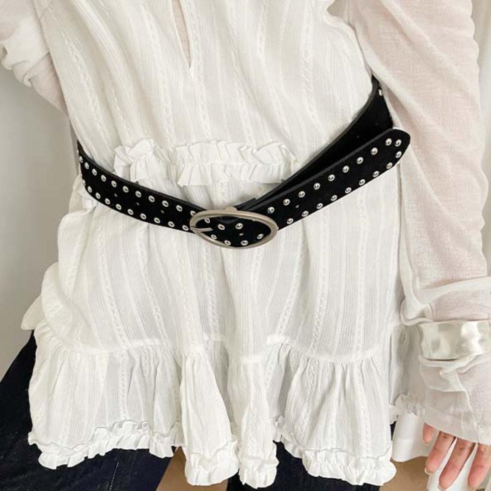 Adjustable Y2K Wide Belt Punk PU Leather Waistbands Skirt Accessories Rivet Waist Belt  Waist Seal