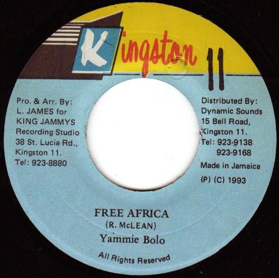 7inch Record YAMI BOLO - Free Africa NONE Kingston 11 1993 Jamaica Reggae, Ska & Dub Used