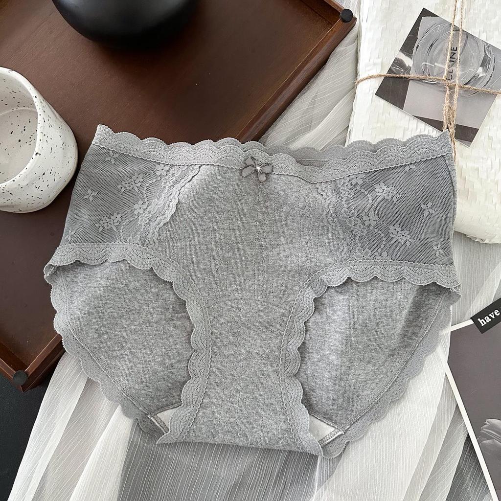 9366 Beautiful 3D Lace Jacquard Cotton Women's All-Cotton Class A Triangle Panties with Hip-Wrapping Extended Crotch