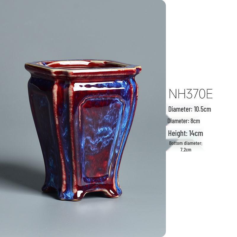 Керамический квадратный цветочный горшок для бонсай - Большой высокий угол, креативный китайский стиль для зеленых растений и орхидей