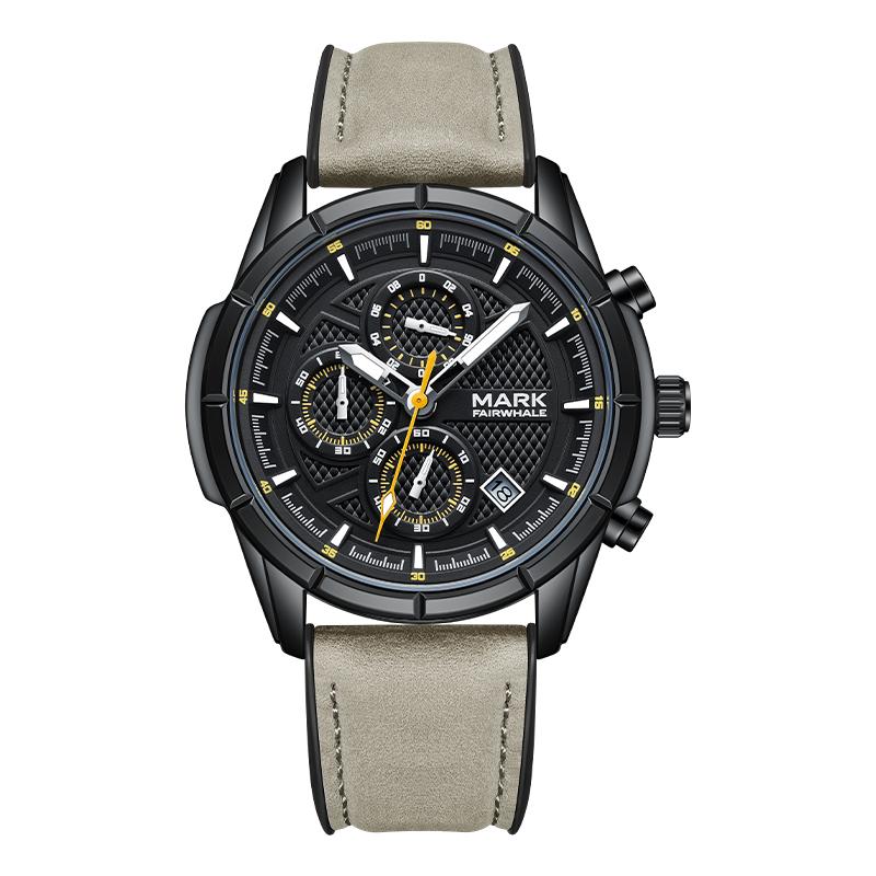 MARK FAIRWHALE Watches Mens Luxury Watch Alloy Watchcase Calendar Display Fashion Quartz Wristwatch