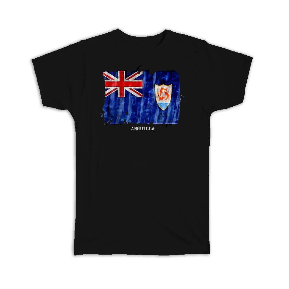 Gift T-Shirt : Anguilla Flag NorthAmerica Travel Expat Country Watercolor