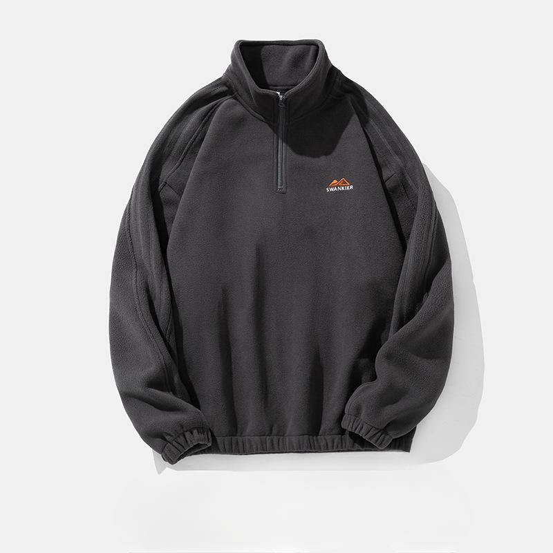 Свитер мужской пара осень и зима вышитые буквы регулируемый полувысокий ворот плотный пальто