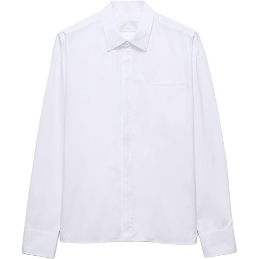 PRADA Triangle logo Cotton Shirt SC793-1XV2-F0009-S-OOO