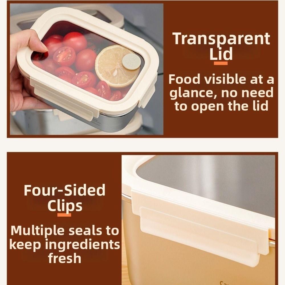 Portable Stainless Steel Crisper Leakproof Sealed Food Box Food Preservation Box Picnic