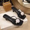 Fashion exquisite beauty with skirt thick heel cool slippers women 2025 new Internet celebrity temperament versatile wear cool slippers