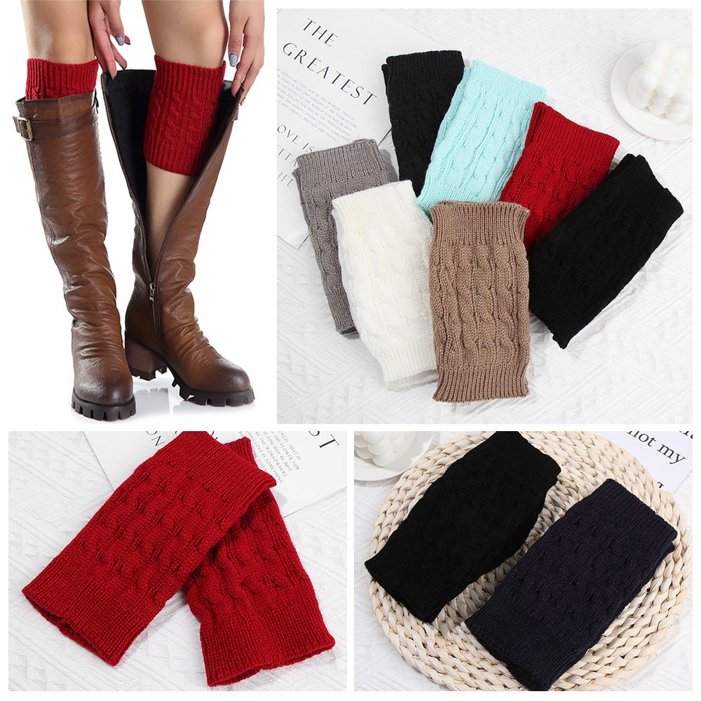 Однотонные зимние гетры для девочек, носки для ботинок, гетры для ботинок, вязание