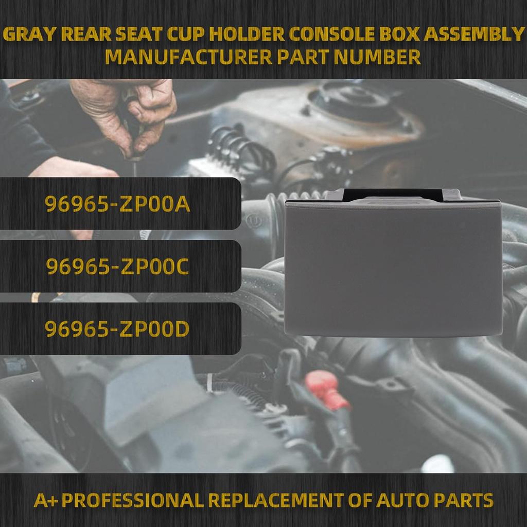 Dasbecan Gray Rear Seat Cup Holder Console Box Assembly Compatible with 2006-2012 Nissan Pathfinder 2006- Nissan Frontier 2006-2015 Nissan Xterra