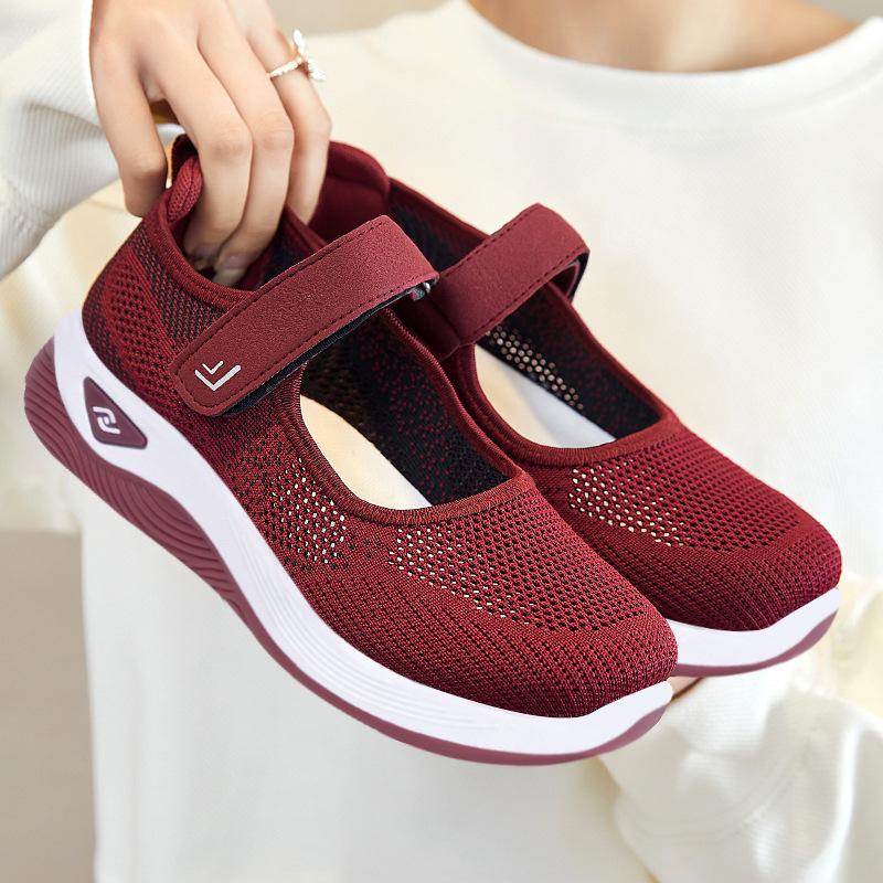 Summer New Women's Shoes, Breathable Walking Shoes, Velcro Casual Shoes