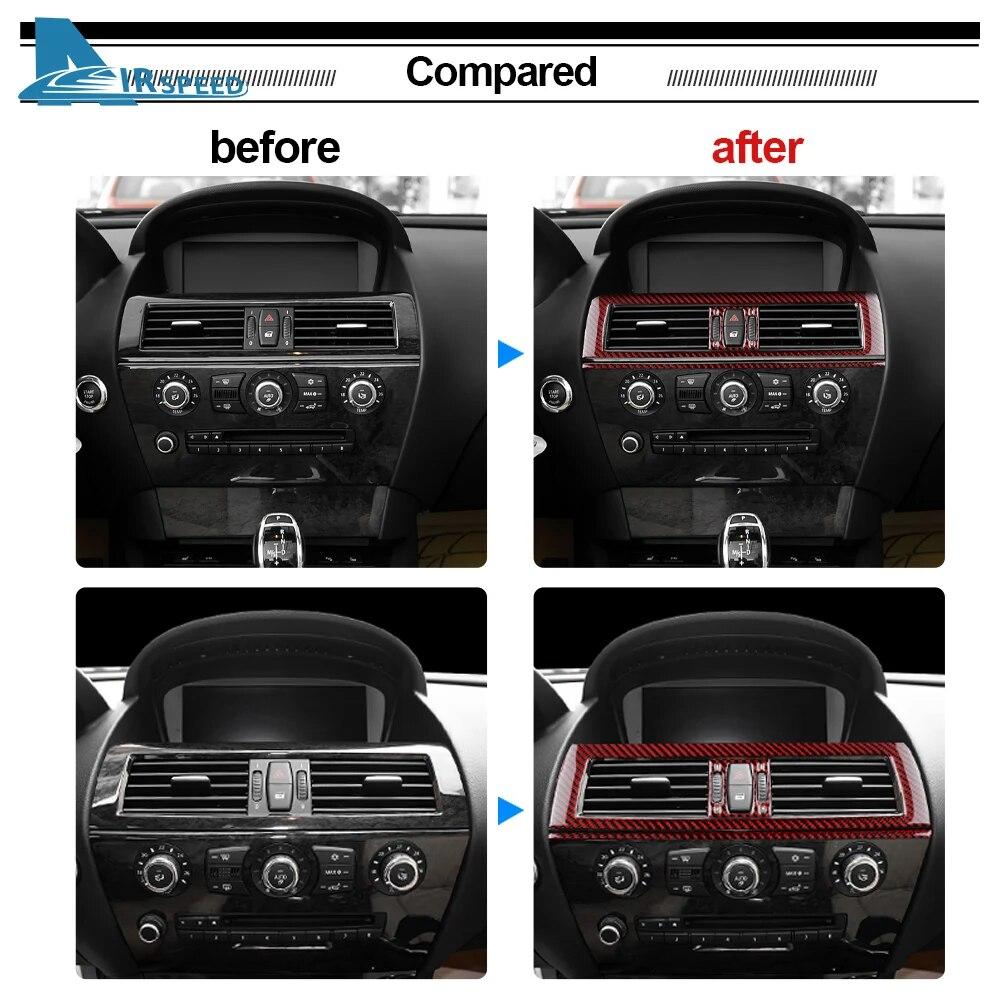 Carbon Fiber for BMW 6 Series E63 E64 2004-2010 Accessories Car Central Air Outlet Vent Panel Cover Center Sticker Interior Trim