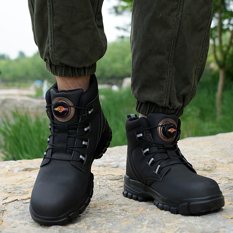 Steel Toe Work Safety Shoes - Puncture-Proof, Anti-Smash, Non-Slip, Shock-Absorbing, with Convenient Rotating Buckle, High-Top Protective Design
