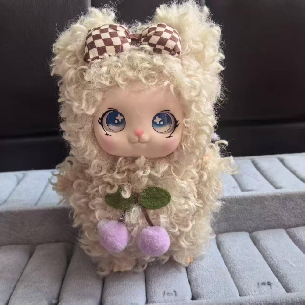 Cartoon Figure Vinyl Doll Keychains Curly Hair Vinyl Face Plush Doll Hanging Pendants Girls Women