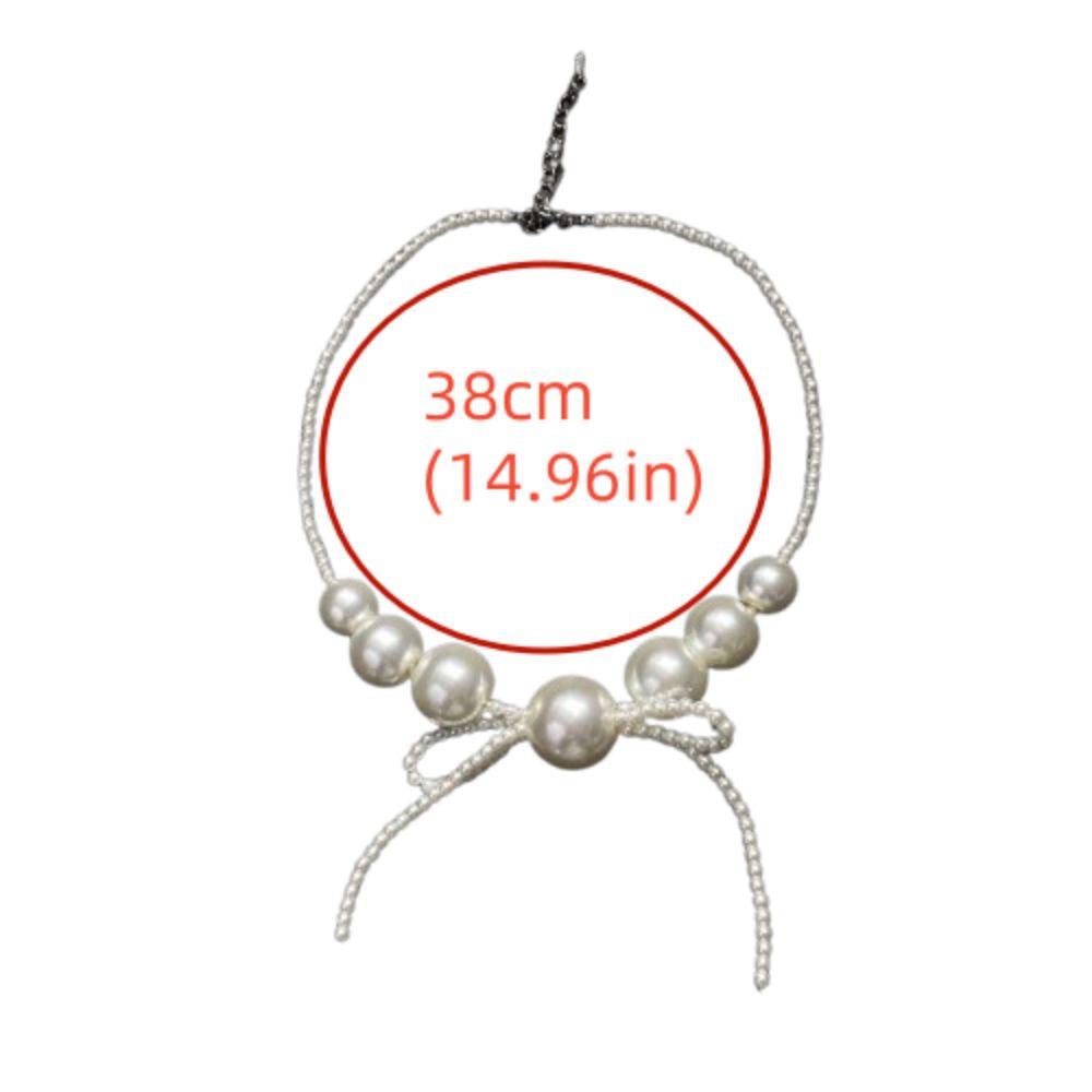 Elegant Bow Beaded Necklaces Exaggerated Clavicle Chain Large Pearl Choker Necklace Collar