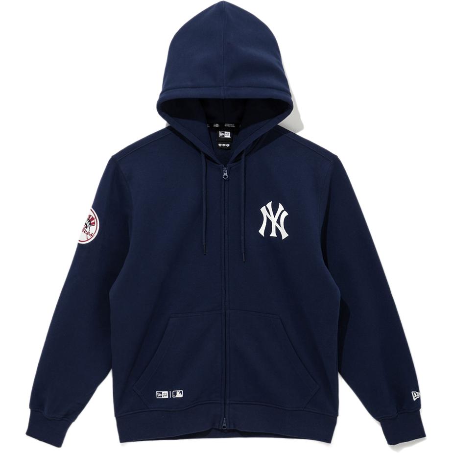 New Era Свитшот с капюшоном на молнии с длинным рукавом и логотипом MLB, американский, унисекс, темно-синий 14397882