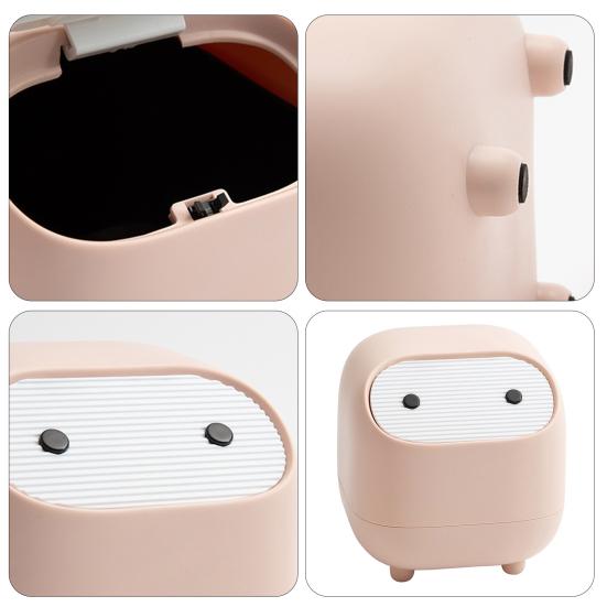 Настольная мусорная корзина со складной крышкой, открывающимся механизмом нажимного типа, компактного размера, мусорное ведро мультяшной формы