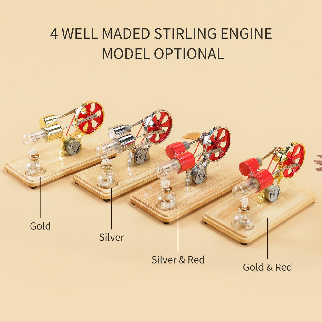 Комплект двигателя Стирлинга Электрический генератор Модель двигателя горячего воздуха Модель физического генератора со светодиодом