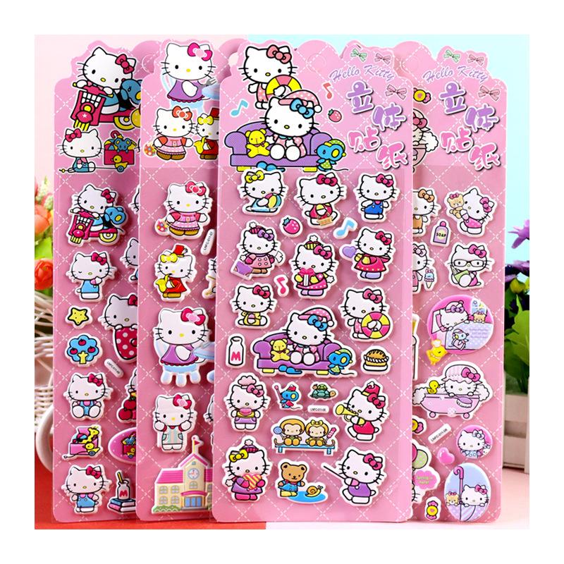 4Pcs Hello Kitty DIY Notebook Album Diary Handbook Decoration Scrapbook Planner 3D Bubble Stickers For School Student Stationer