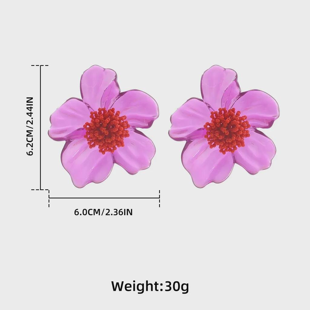 Большие фиолетовые серьги из смоляного цветка в стиле бохо ручной работы из бисера для женщин