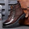 Men's Retro High-Top Martin Winter Boots - Thick Sole, Plus Velvet, Leather, Trendy & Warm for Outdoors