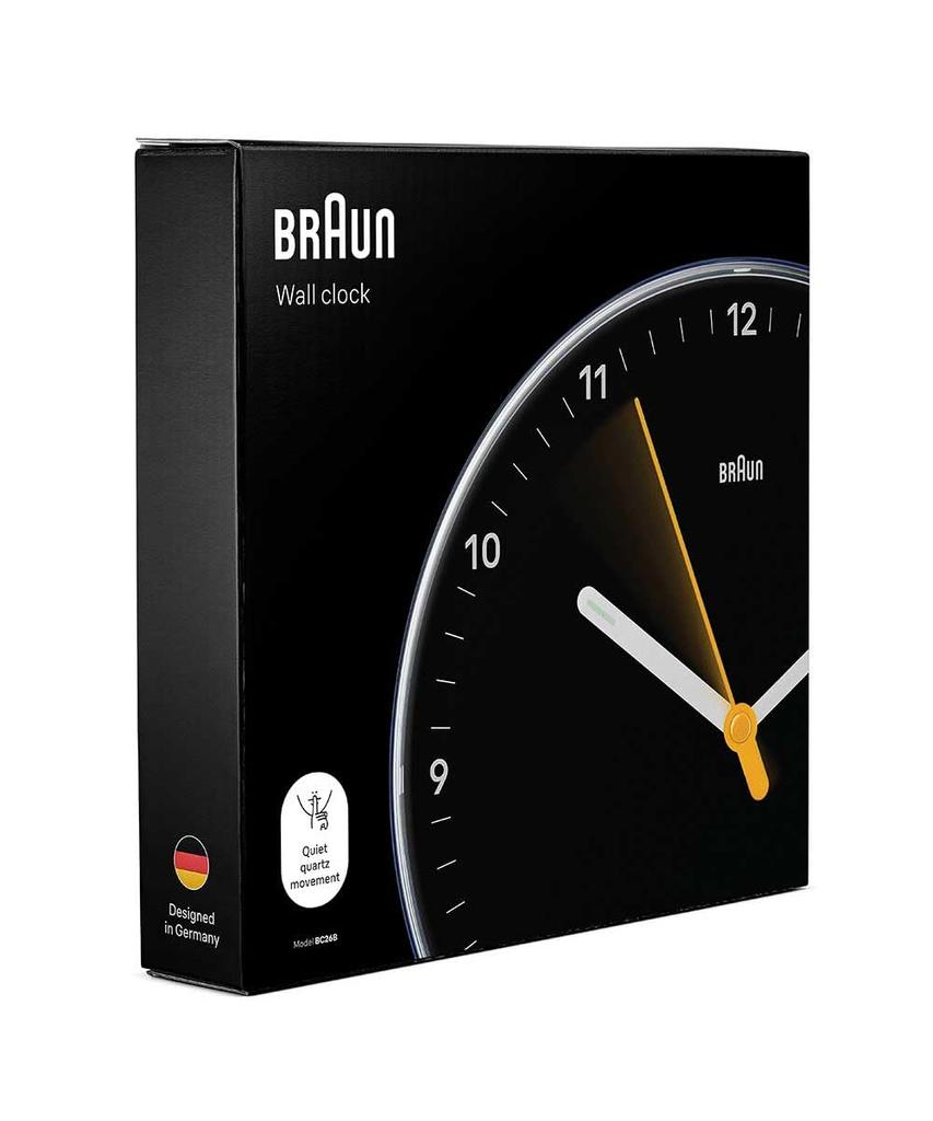 Аналоговые настенные часы BRAUN, черные, диаметр 23 см, BC26B (коричневый)