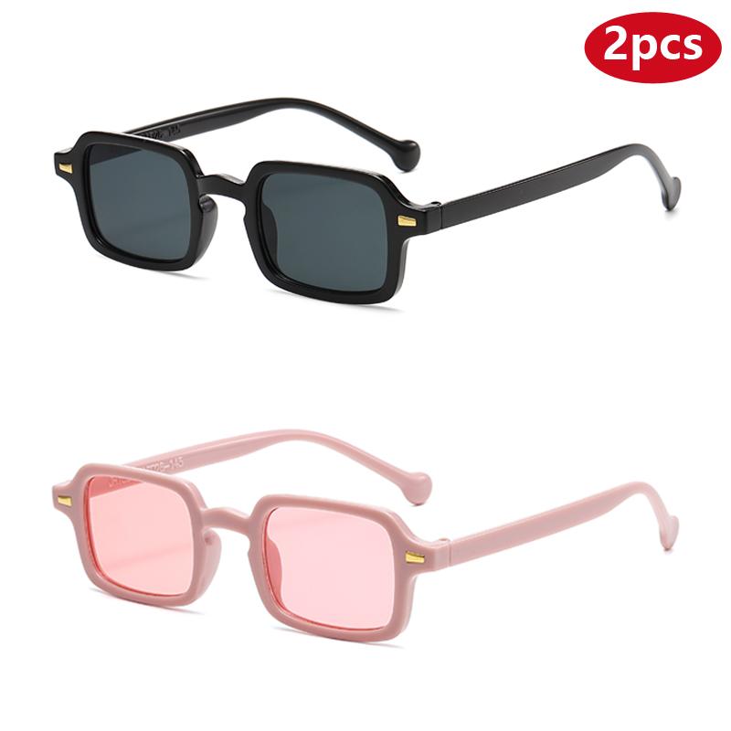Protective Glasses 2Pcs Classic Small Square Sunglasses Women Brand Designer Sun Glasses Female Multi Color Eyeglasses Uv400