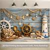 2D Nautical Beach Tapestry, Ocean Theme Party Background Cloth