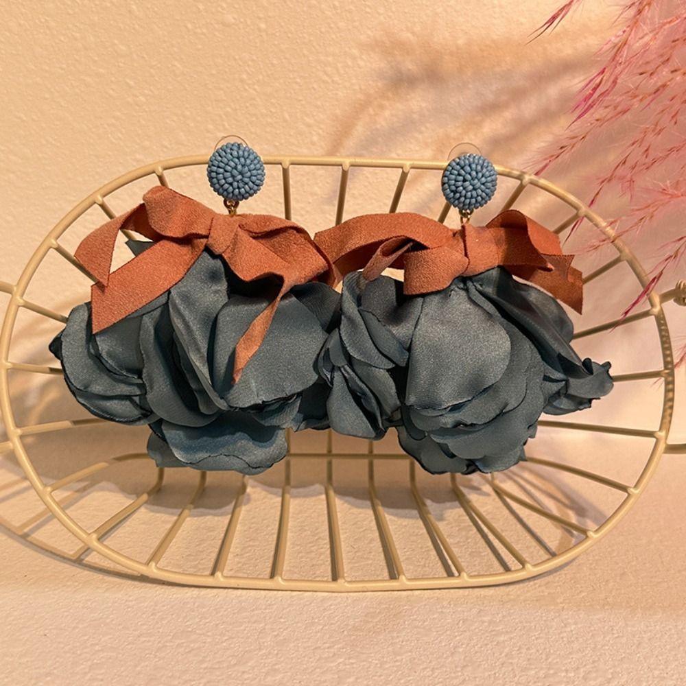 Colorful Flower Earrings Classic Romantic Earrings Bowknot Dangle Earrings Korean Style Accessories