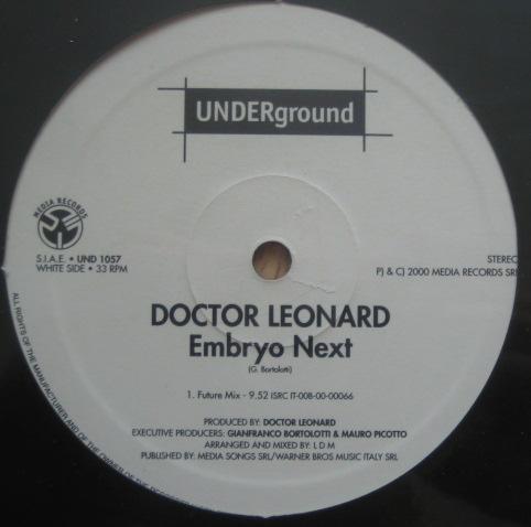 12-дюймовая пластинка DOCTOR LEONARD - Embryo Next UND1057 Underground 2000 Италия Танцевальная и электронная музыка Б/у