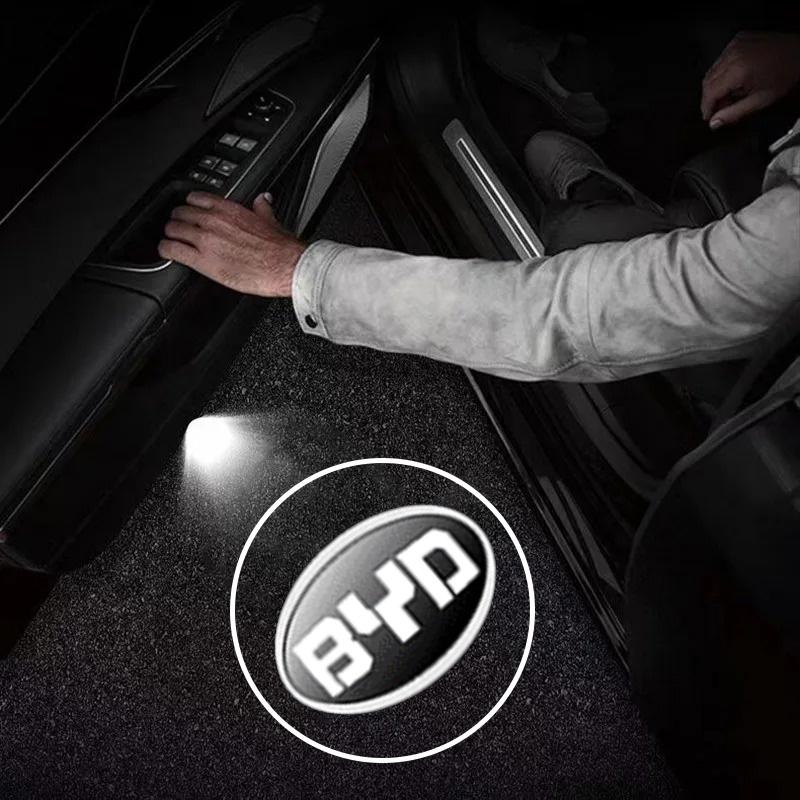 Для BYD Atto 3 Act Tang F3 E6 Yuan Song Plus EV F0 Qin 2 шт. Светодиодная беспроводная лампа приветствия двери автомобиля Проектор Свет Автоаксессуары