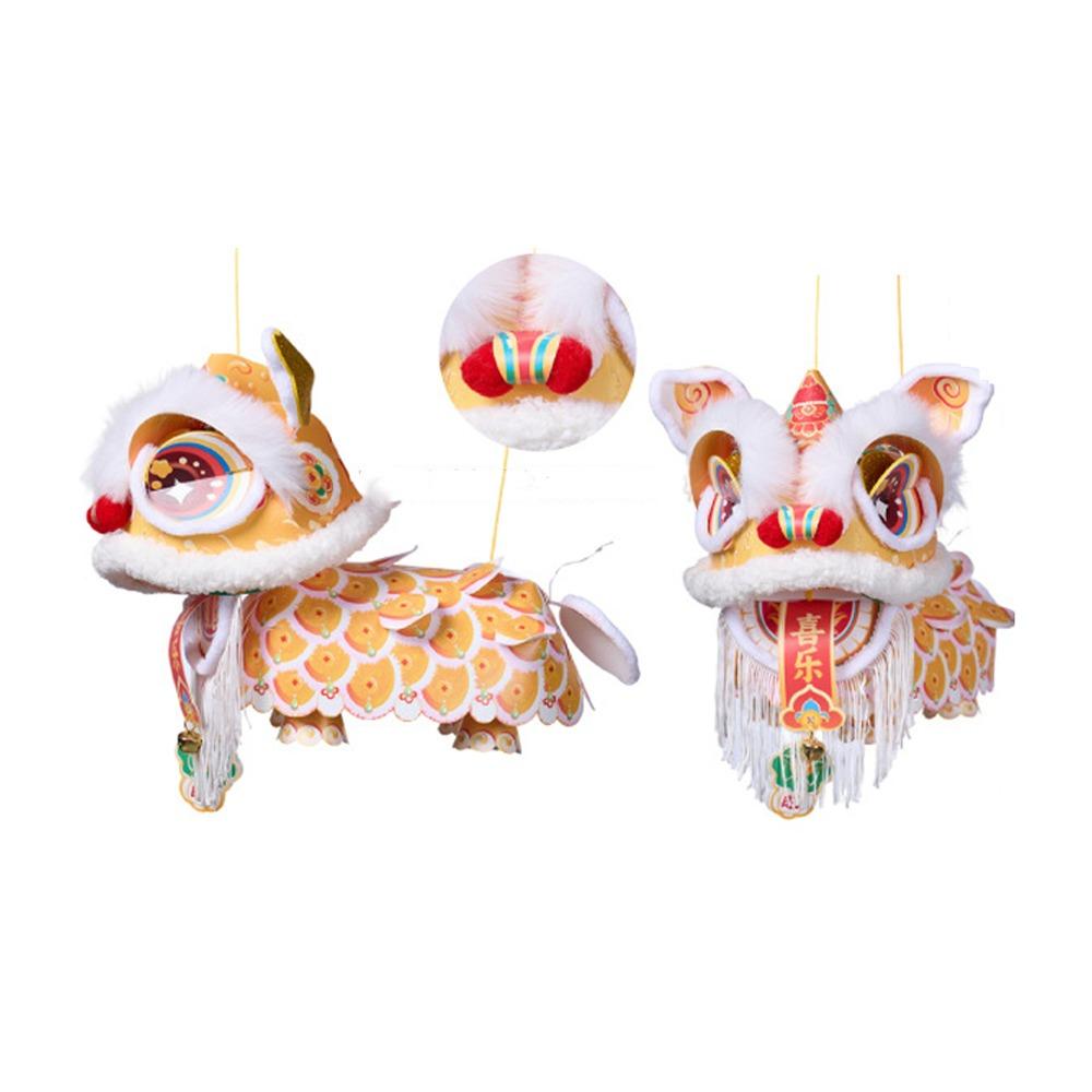 2026 Новый год Танец Льва Фонарь Древний DIY Набор Материалов Новый Год Фонарь Водонепроницаемый с Кисточкой Светящийся Фонарь