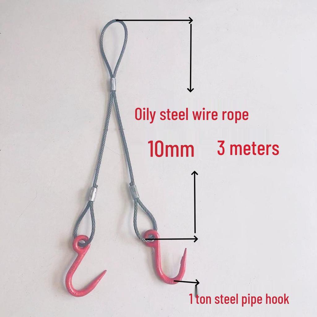 Двухветвевой строп из плетеного стального каната с крюками для такелажа при обслуживании кранов
