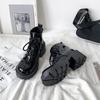 Обувь Ботильоны на платформе Ботинки на шнуровке Короткие армейские туфли для женщин Черные женские ботильоны со шнурками в стиле панк Массивные байкерские ботинки Распродажа