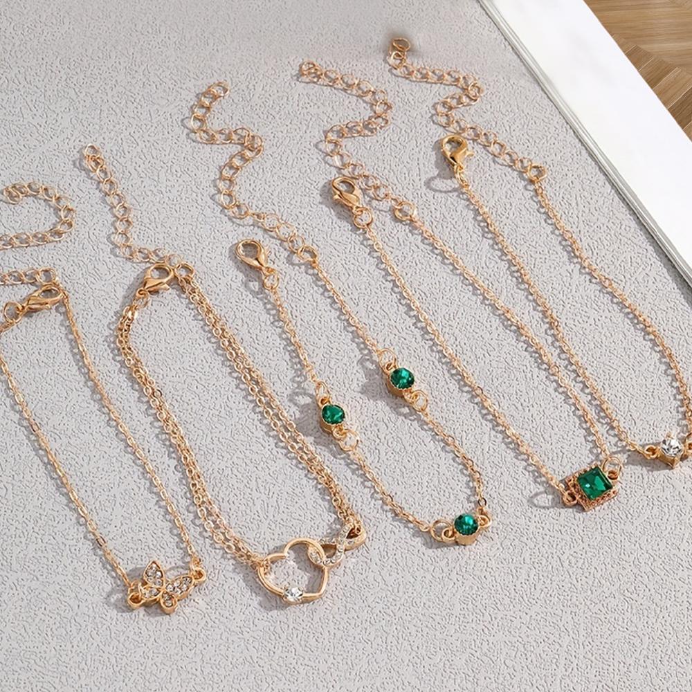 Набор из 5 браслетов в винтажном стиле со сверкающими стразами - дизайны "Бесконечность" и геометрические, идеально подходят для повседневной одежды или в качестве подарка