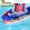 Electric Firefighting Ship Toy: Blue Model with Lights & Music for Kids' Bath Play
