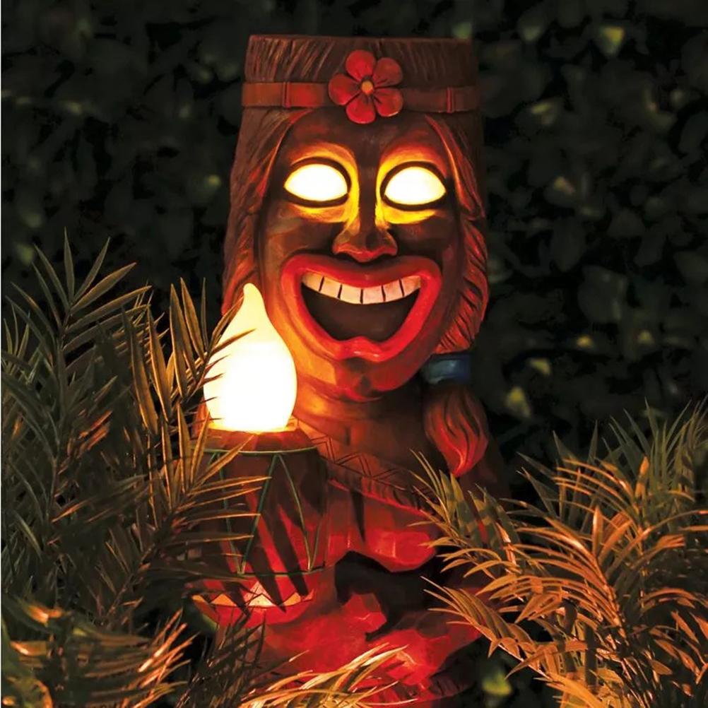 Solar Powered LED Tiki Light Solar Totem Figurine Ornaments LED Garden Light Decoration Crafts for