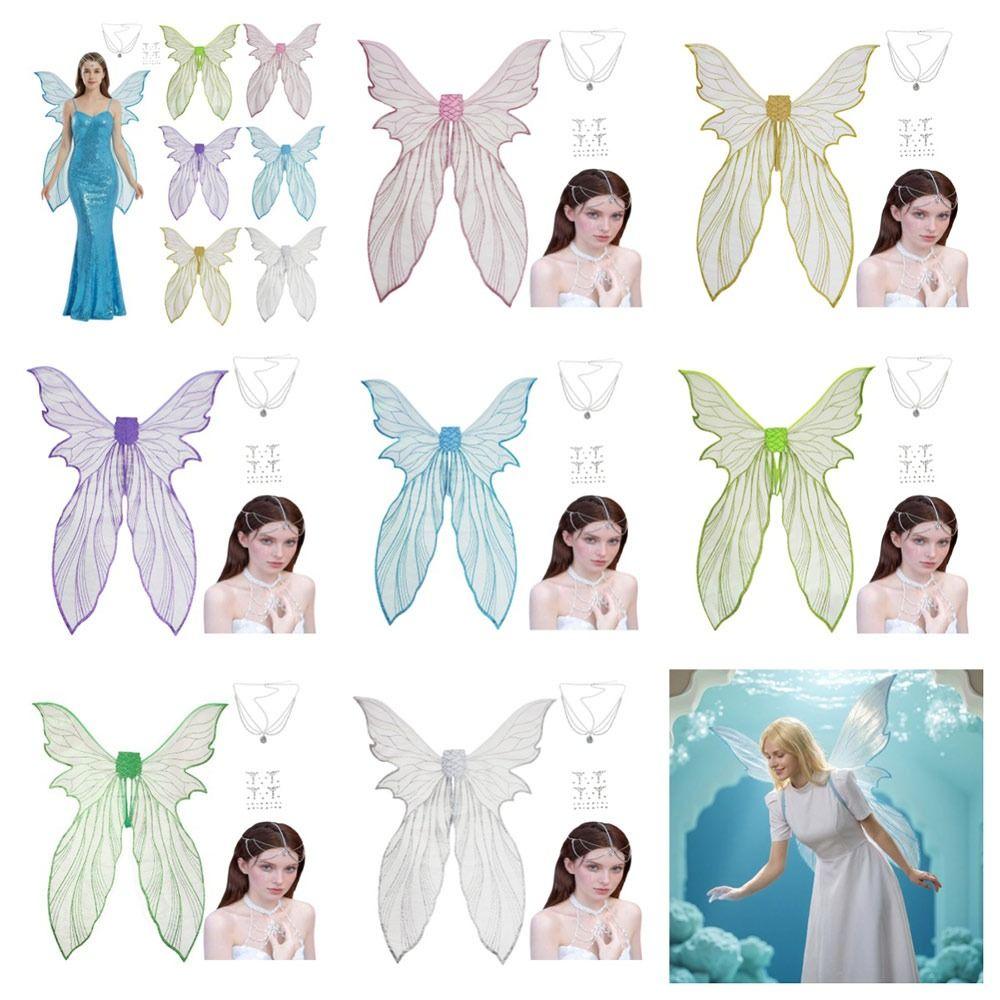 Mermaid Fairy Wings With Stickers Butterfly Costume Wings Magical Dress Up Wings for Women Girls