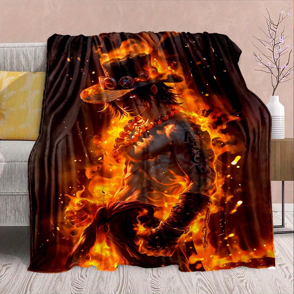 One Piece Anime Flannel Blanket - Soft Warm Perfect for Sofa, Bedding Camping Travel Office Home Decor -QJY