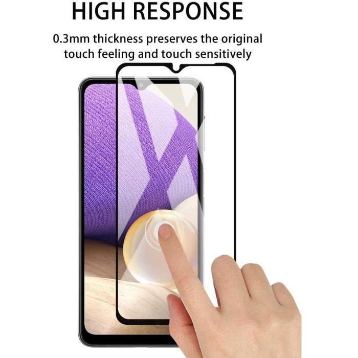Verre trempé intégral pour Samsung A32 5G (6,4") Pack de 4 Films Noir Installation facile Anti trace