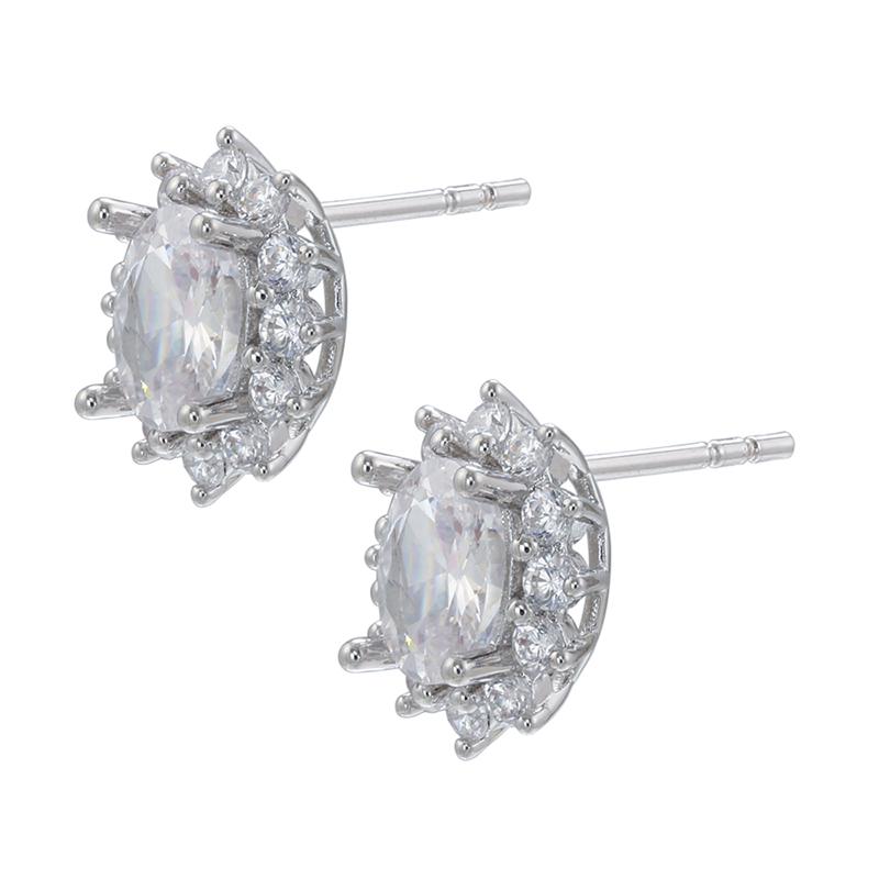 ZHUKOU oval stud earrings for women Multicolor Cubic Zirconia Piercing earrings fashion romantic stud earrings VE734