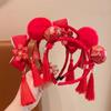 Tassel Hanfu Hair Bun Hair Hoop Plush Ball Red Hairband All-match Chinese New Year Headwear  Baby