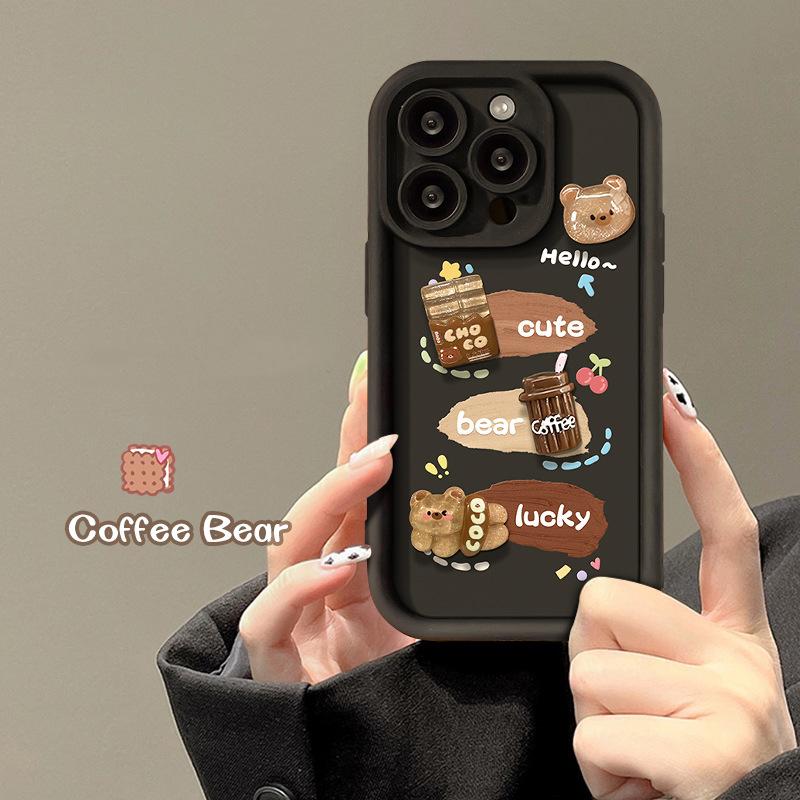 Счастливый мишка подходит для трехмерного чехла на телефон Transsion INFINIX NOTE 40, кофейная кукла, персонализированный защитный чехол