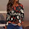 Женская модная повседневная блузка с длинным рукавом и круглым вырезом, пуловер с принтом
