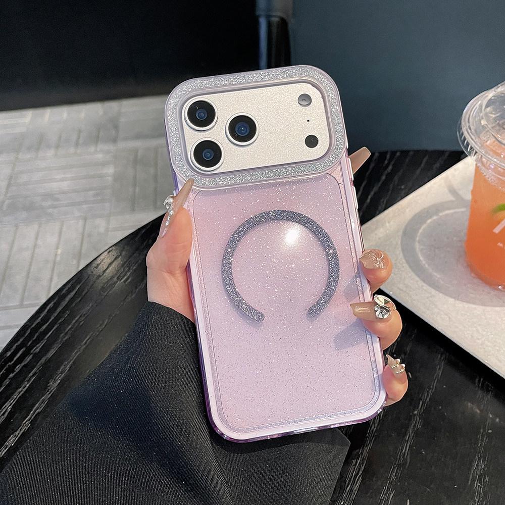 Чехол с блестками и бриллиантами для iPhone 17 Pro Max, Магнитный дизайн «два в одном» для моделей Apple 15 Pro и 14