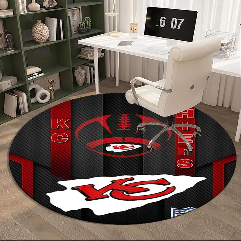 Kansas City Chiefs Football Round Rug for Livingroom,Bedroom, Palyroom, Chair Rug, Area rug, Circle Carpet, Large Size Fan Christmas gift