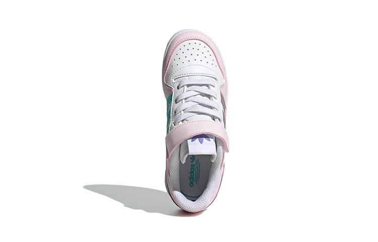 Adidas Originals FORUM El C Synthetic Leather Abrasion Resistant Low top Kids' Skateboarding Shoes Pink White GY8197
