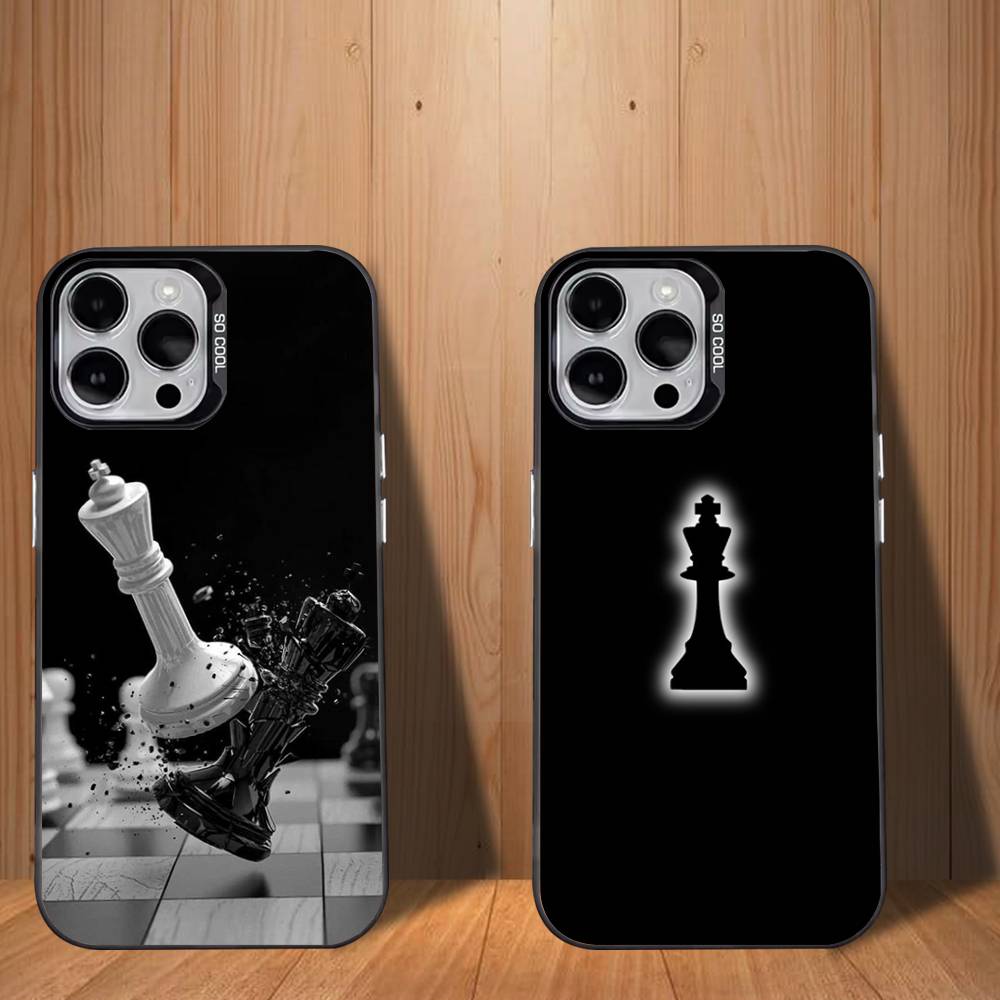 C-Chess Board-ES Phone Case For iPhone 17,16,15,14,13,12,11,Mini,Pro,SE,MAX White Matte Shockproof Cover
