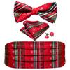 Barry.Wang Mens Cummerbund Belt and Bowtie Set Silk Pre Bow Tie Hanky Cufflink Set