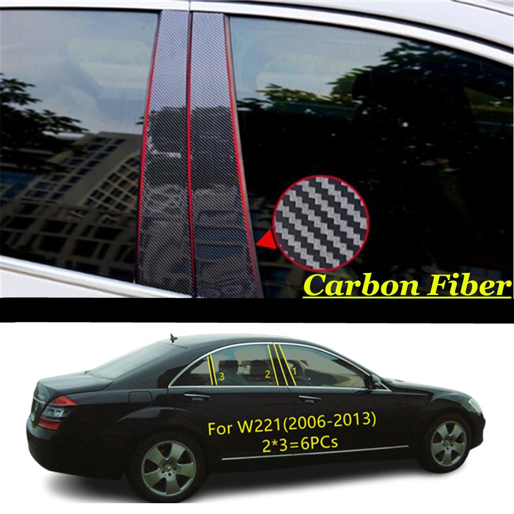 Car TPU/Glossy Mirror Pillar Post Cover For Mercedes Benz S-Class W221 2006 2007 2008-2013 Door Trim Window Decorative Sticker