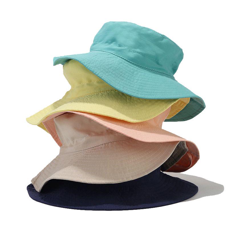 New Solid Color Kids' Bucket Hat with Windproof Rope: Breathable, Foldable, and Sun-Protective for Summer